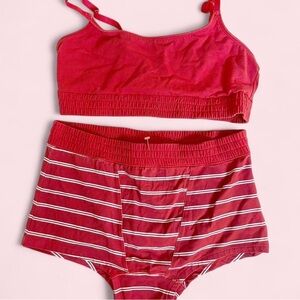 NEW Women's Red Striped Intimate Set
